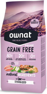 Ownat Aliment Sec pour Chat Grain Free Prime Sterilized 3 Kg